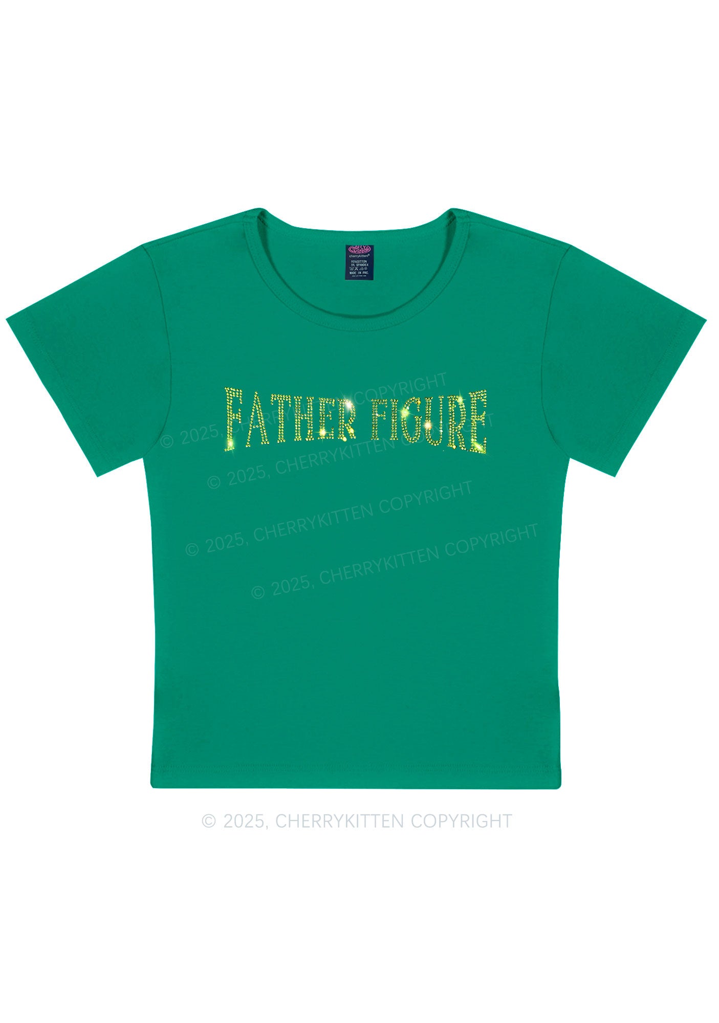 Rhinestone Father Figure Y2K Baby Tee Cherrykitten