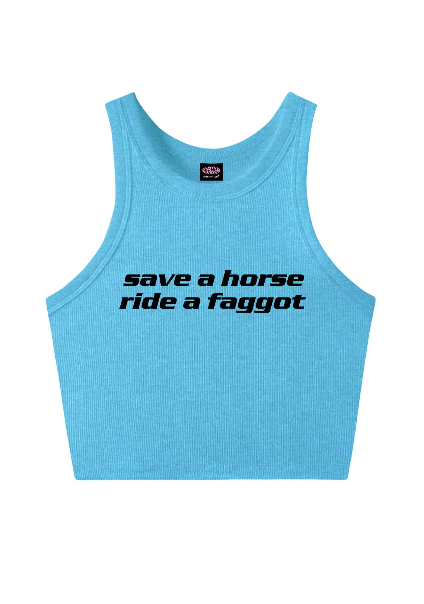 Save Horse Ride Faggot Pride Y2K Crop Tank Top Cherrykitten