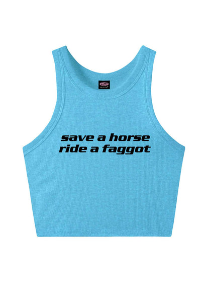 Save Horse Ride Faggot Pride Y2K Crop Tank Top Cherrykitten