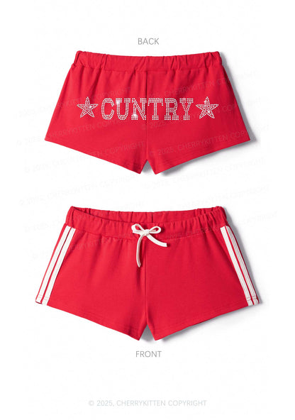 Rhinestone Cuntry Y2K Drawstring Mini Shorts Cherrykitten