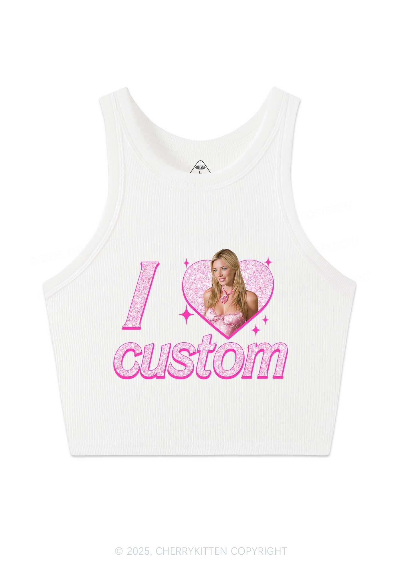Custom I Love Photo Y2K Crop Tank Top Cherrykitten