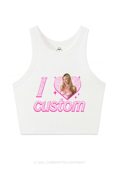 Custom I Love Photo Y2K Crop Tank Top Cherrykitten