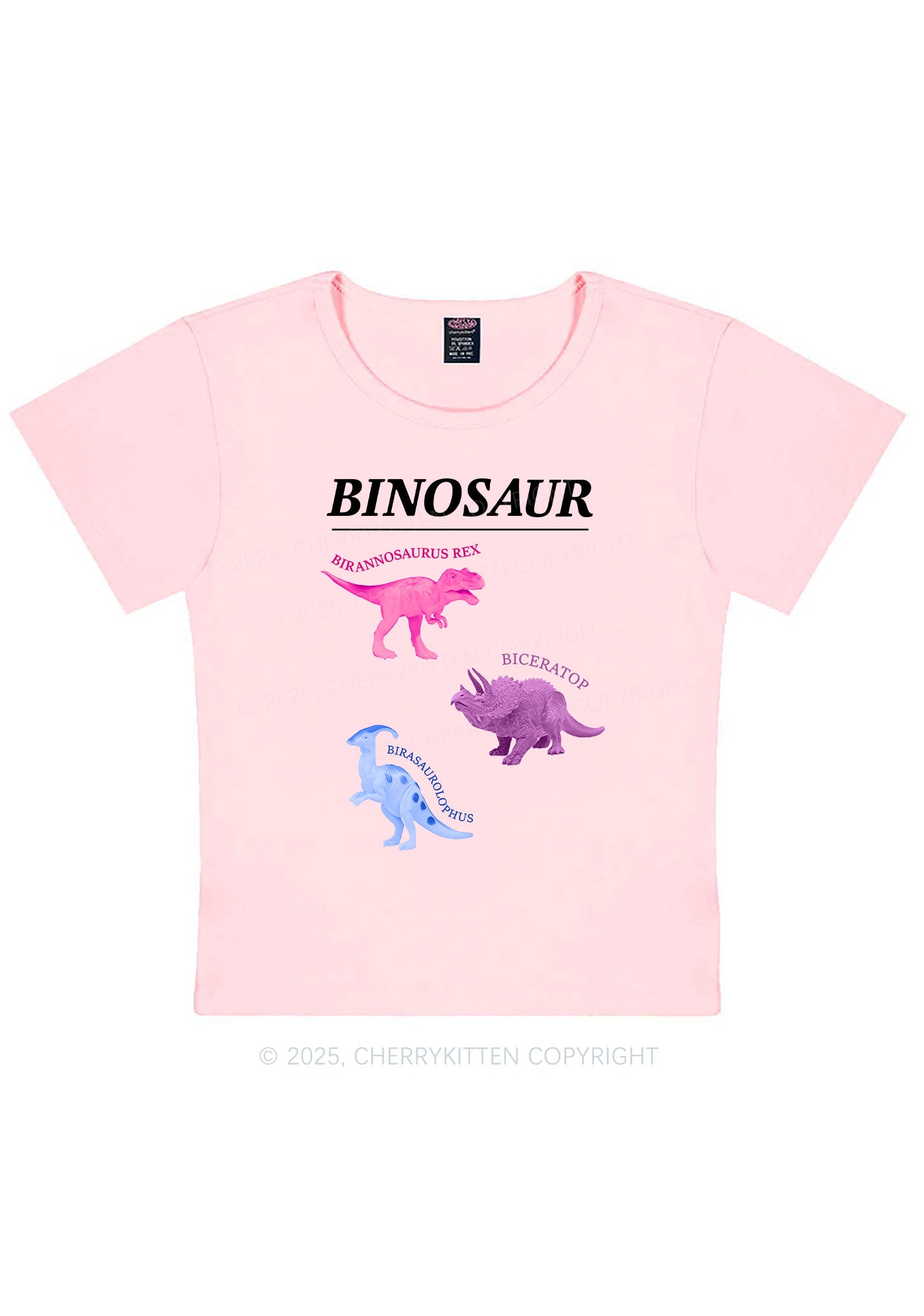 Binosaur Pride Y2K Baby Tee Cherrykitten