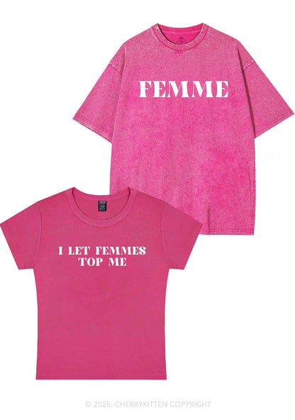 I Let Femmes Top Me Y2K Valentine's Day Couple Shirt Cherrykitten