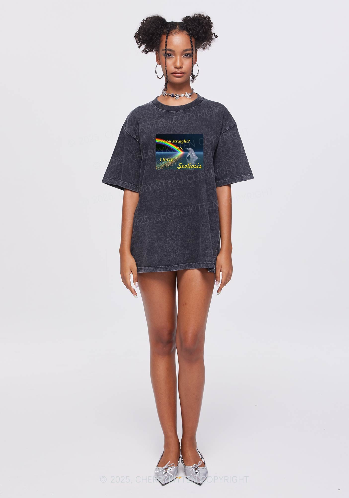 I Have Scoliosis Pride Y2K Shirts Washed Tee Cherrykitten