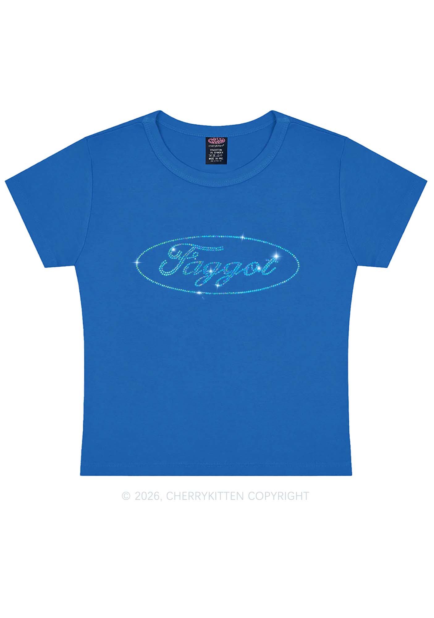 Rhinestone Oval Faggot Pride Y2K Baby Tee Cherrykitten