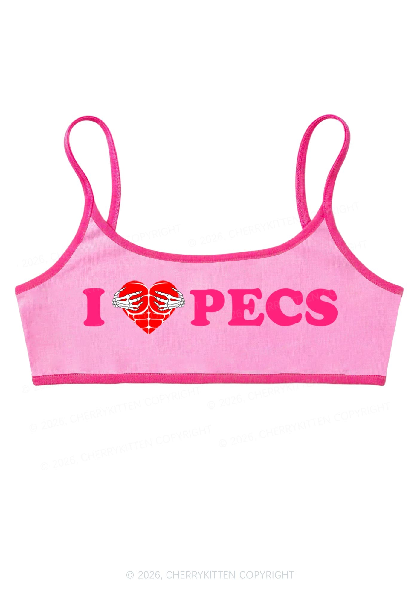 I Love Pecs Y2K Super Crop Cami Cherrykitten