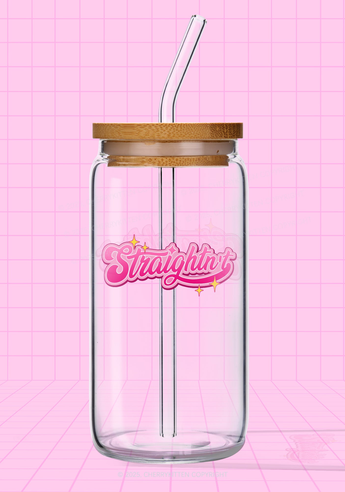 Straightnt Pride Y2K Printed Glass Cup Cherrykitten