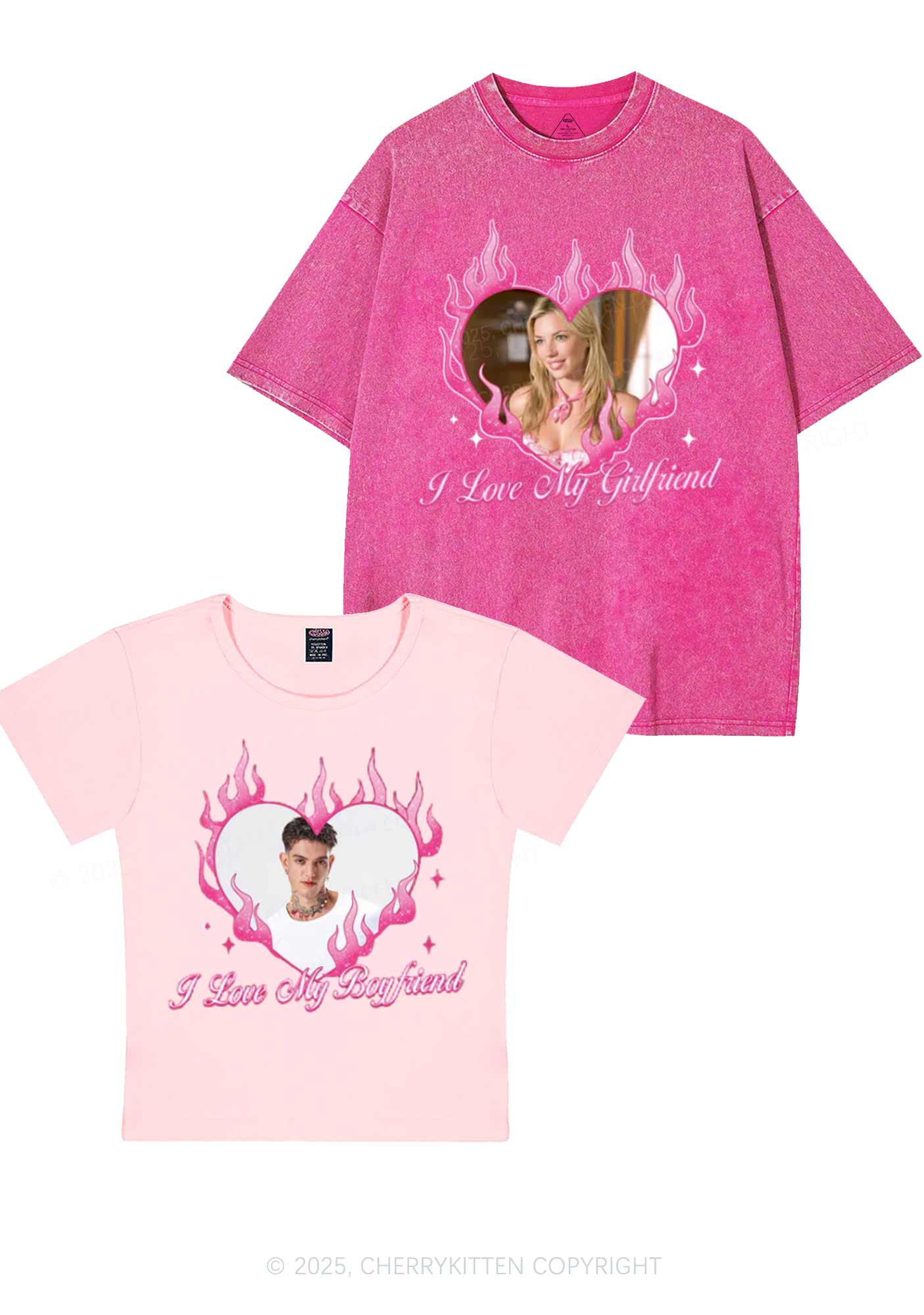 Custom I Love My GF BF Y2K Valentine's Day Couple Shirt Cherrykitten