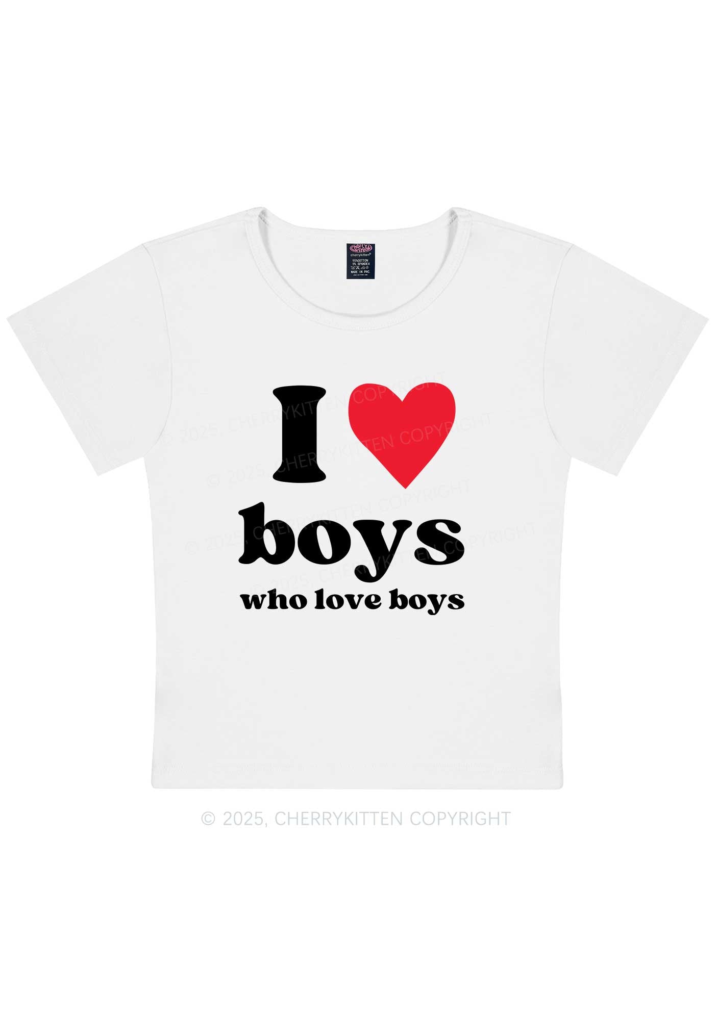 I Love Boys Pride Y2K Baby Tee Cherrykitten
