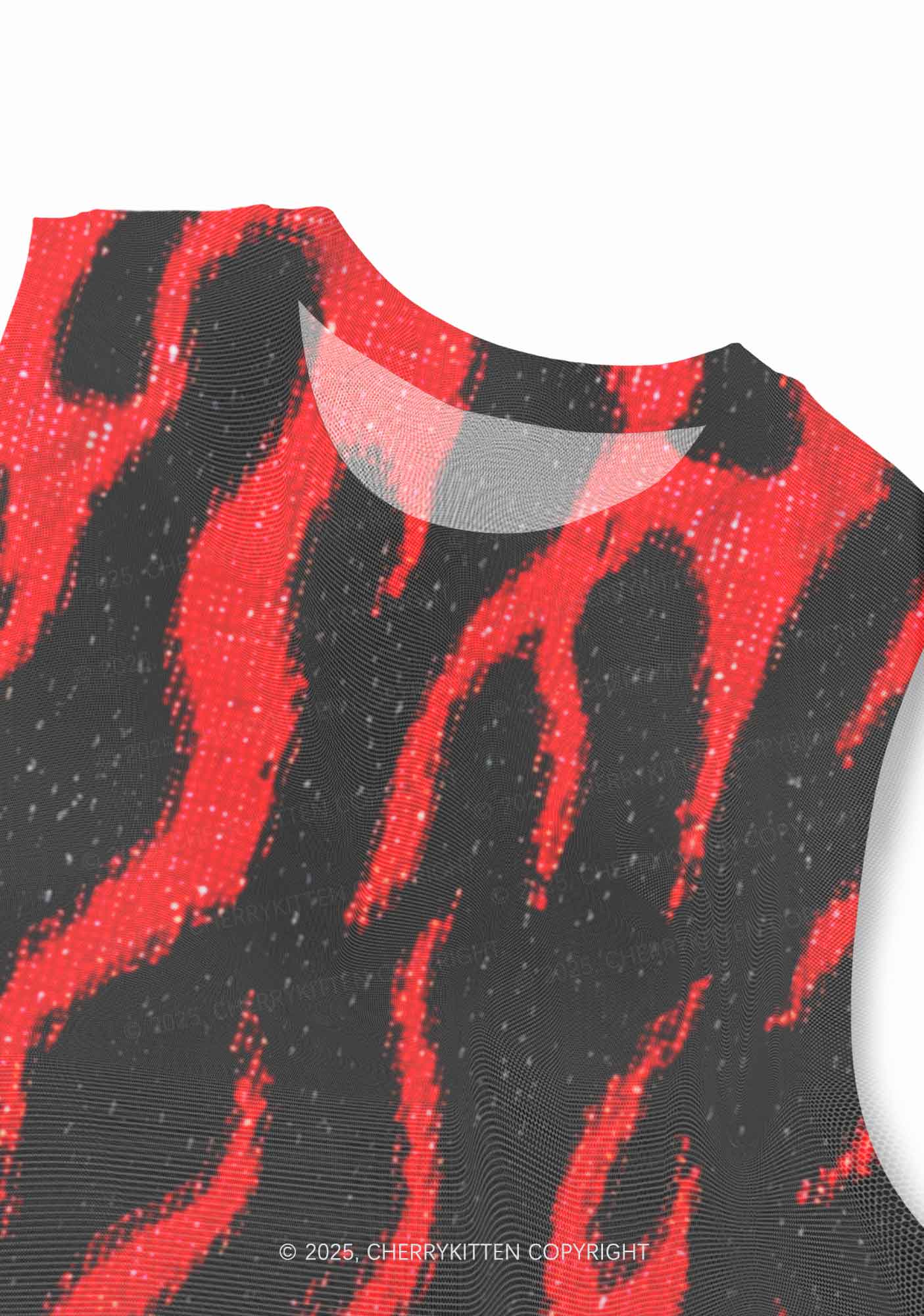 Glitter Flame Y2K Mesh Muscle Tank Cherrykitten