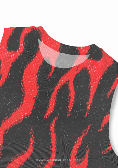 Glitter Flame Y2K Mesh Muscle Tank Cherrykitten