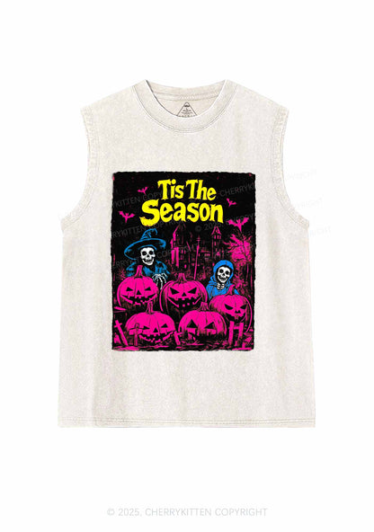 Halloween Tis The Season Skull Y2K Washed Muscle Tank Cherrykitten