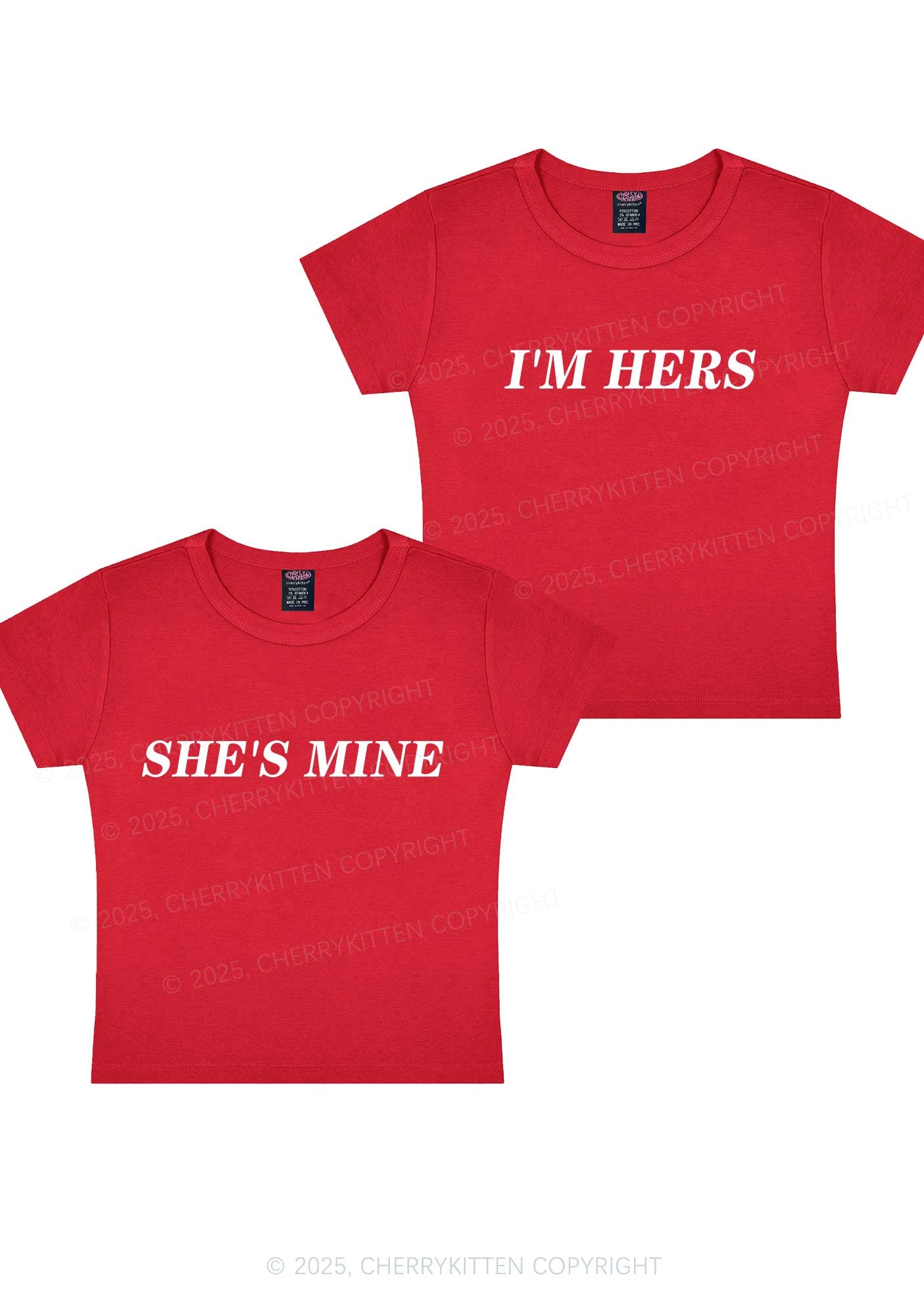 Shes Mine Im Hers Y2K Valentine's Day Baby Tee Cherrykitten