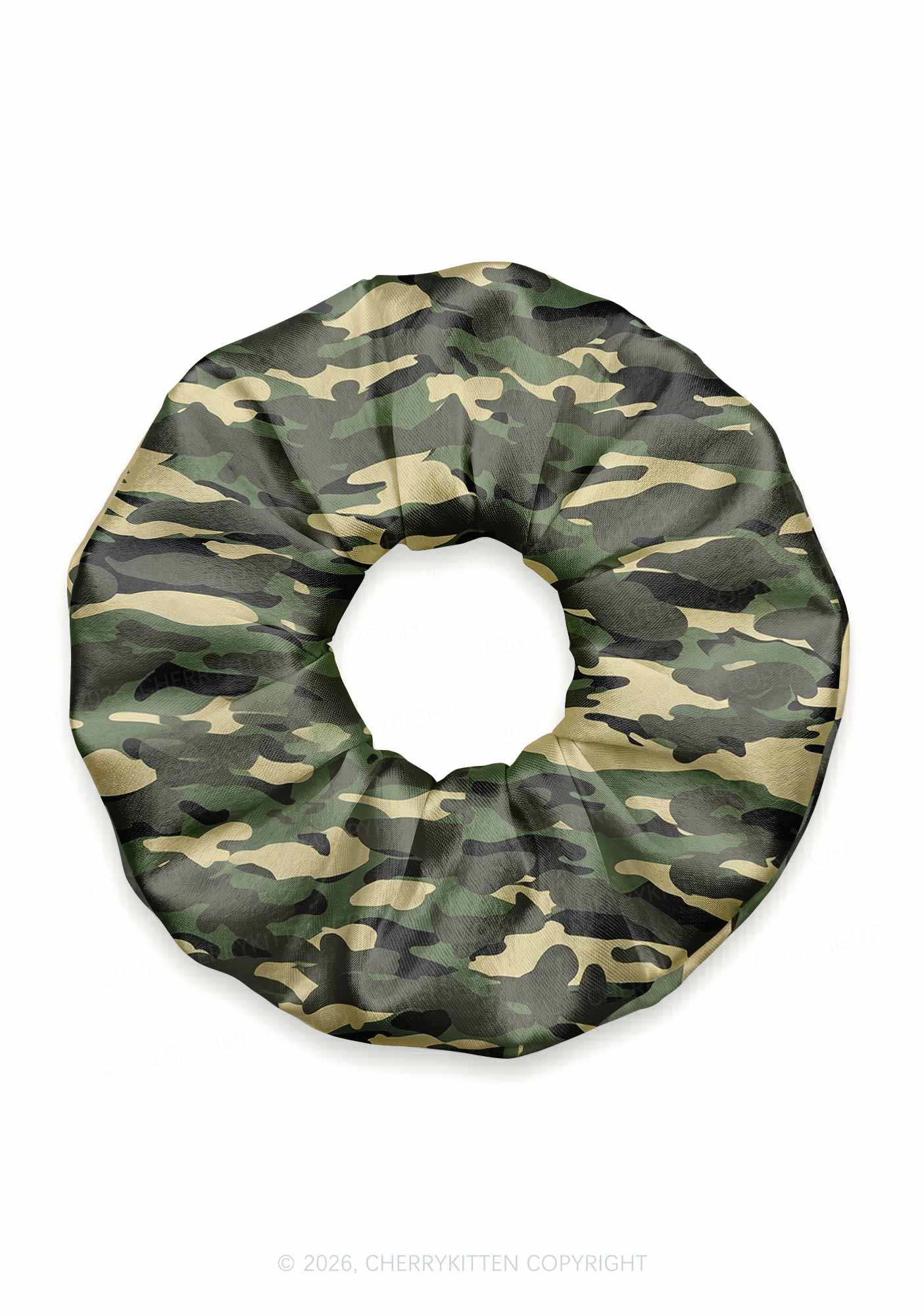 Green Camo Y2K Hair Scrunchie Cherrykitten
