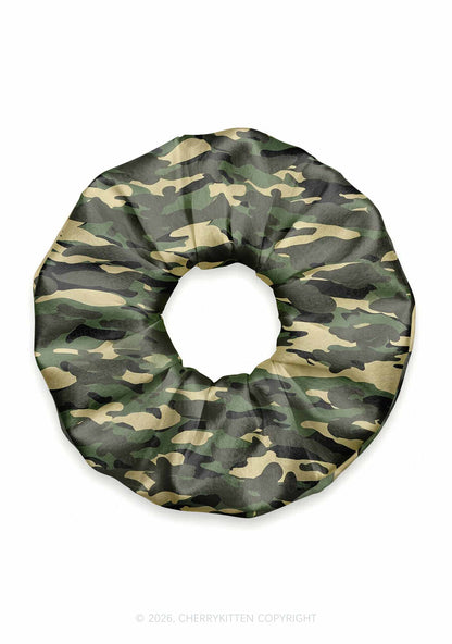 Green Camo Y2K Hair Scrunchie Cherrykitten