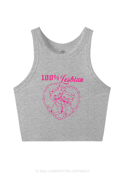 Lesbian Cats Y2K Crop Tank Top Cherrykitten