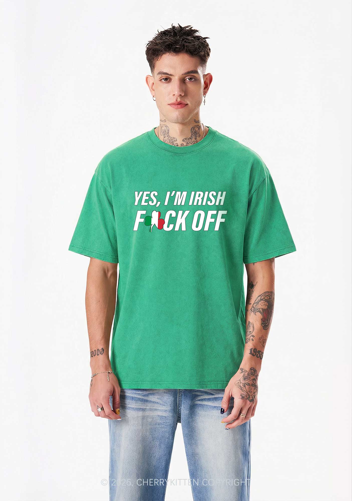 Yes Im Irish St Patricks Y2K Washed Tee Cherrykitten