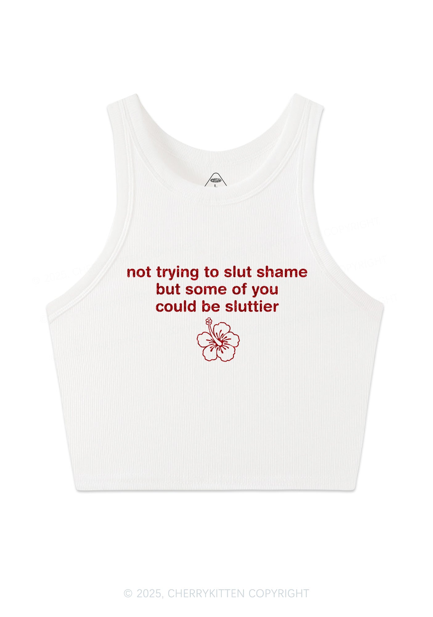 Glitter Not Trying To Slxt Shame Y2K Crop Tank Top Cherrykitten