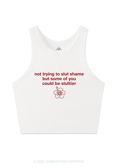Glitter Not Trying To Slxt Shame Y2K Crop Tank Top Cherrykitten