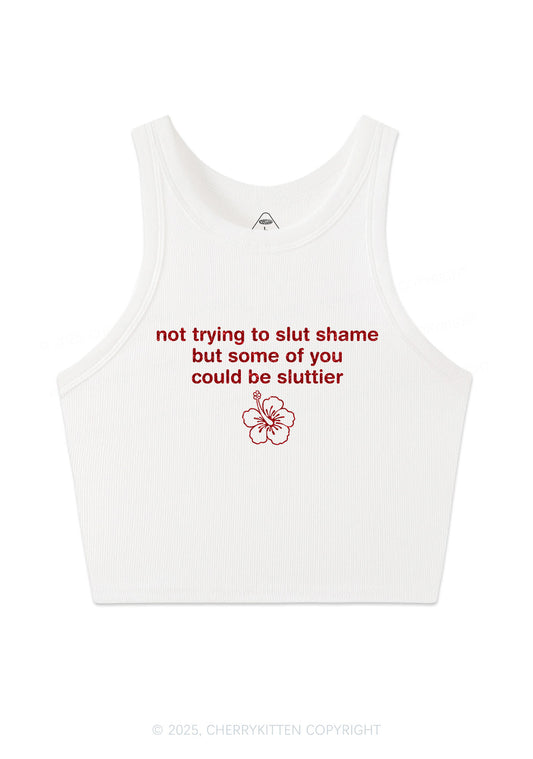 Glitter Not Trying To Slxt Shame Y2K Crop Tank Top Cherrykitten