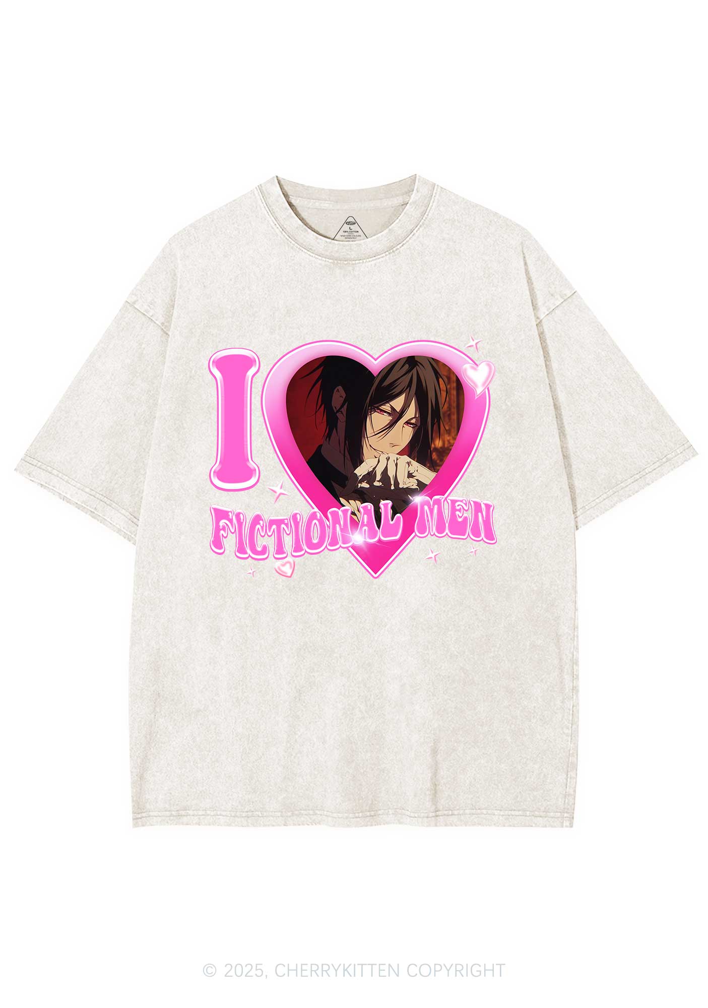 Custom I Love Fictional Men Y2K Shirts Washed Tee Cherrykitten