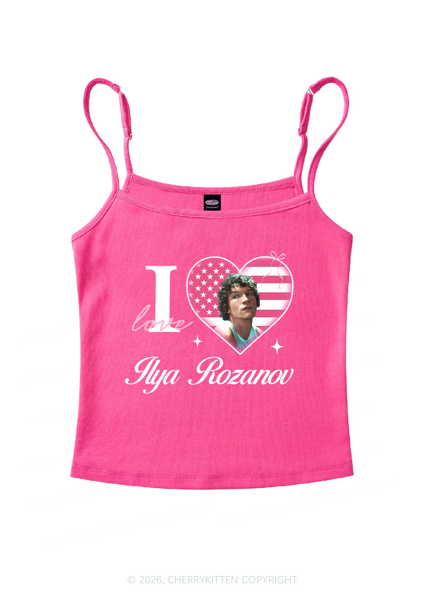 I Love IR HR Y2K Spaghetti Strap Cami Cherrykitten