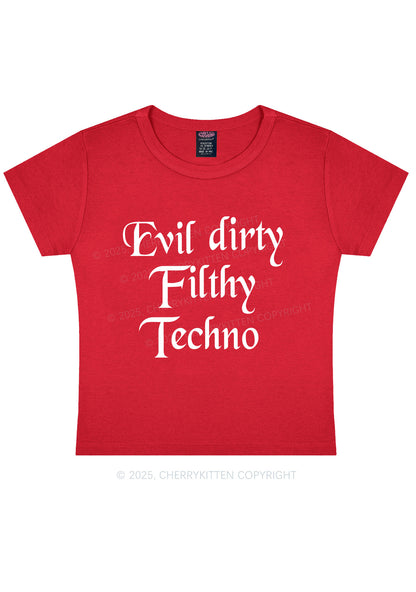Evil Dirty Filthy Techno Y2K Baby Tee Cherrykitten