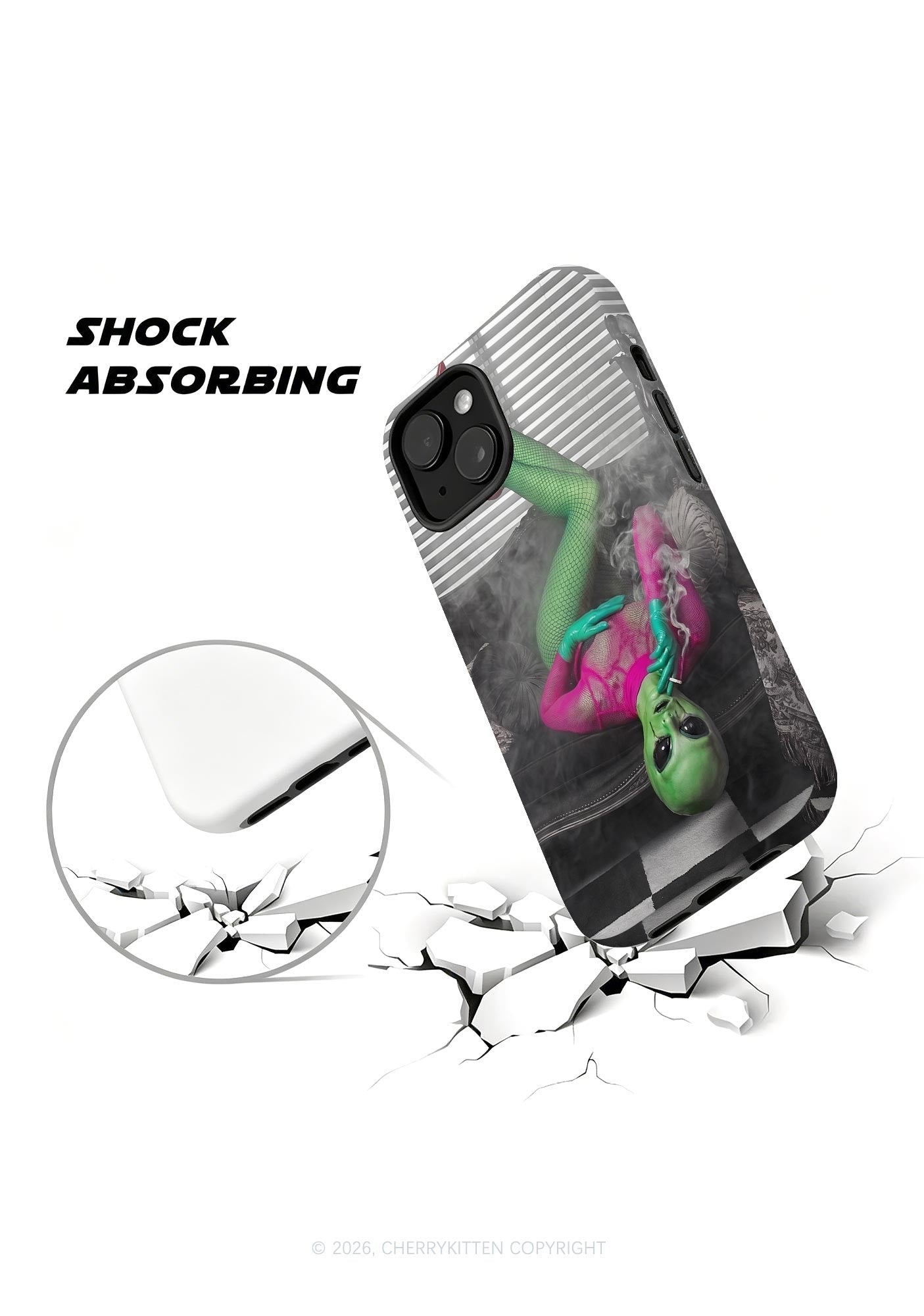 Halloween Smoking Alien Y2K Phone Case Cherrykitten