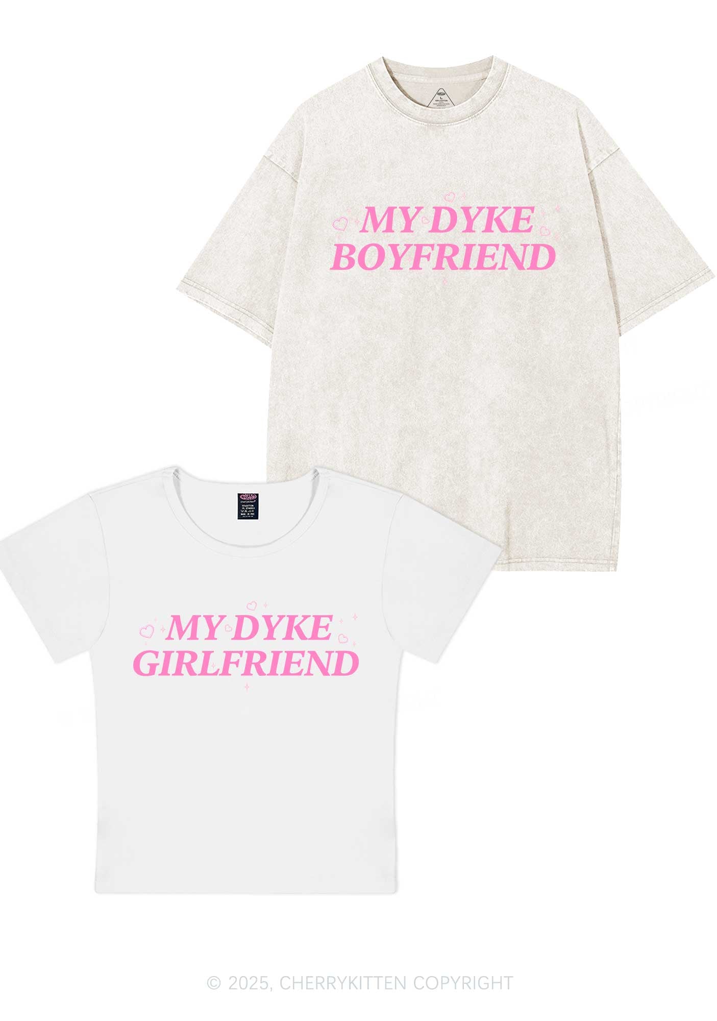 My Dyke BF GF Y2K Valentine's Day Couple Shirt Cherrykitten
