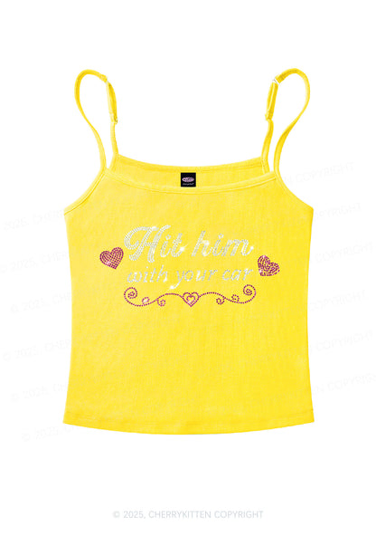 Rhinestone Hit Him Y2K Spaghetti Strap Cami Cherrykitten