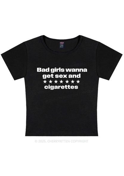 Wanna Sxx Cigarettes Y2K Baby Tee Cherrykitten