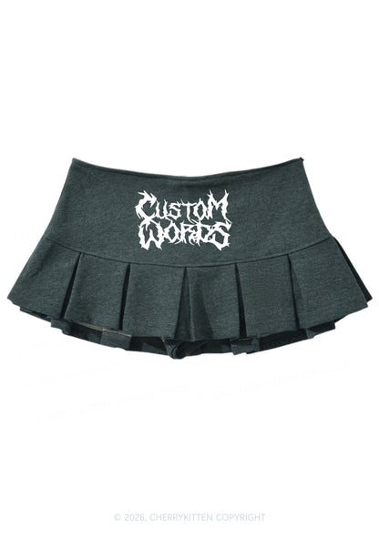 Custom Text Punk Font Y2K Mini Pleated Skirts Cherrykitten