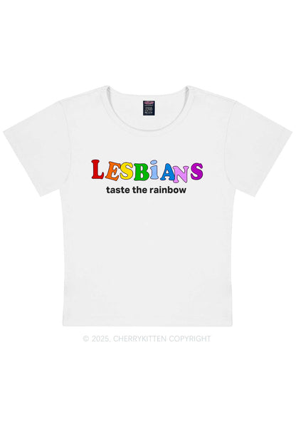 Lesbians Taste The Rainbow Y2K Baby Tee Cherrykitten