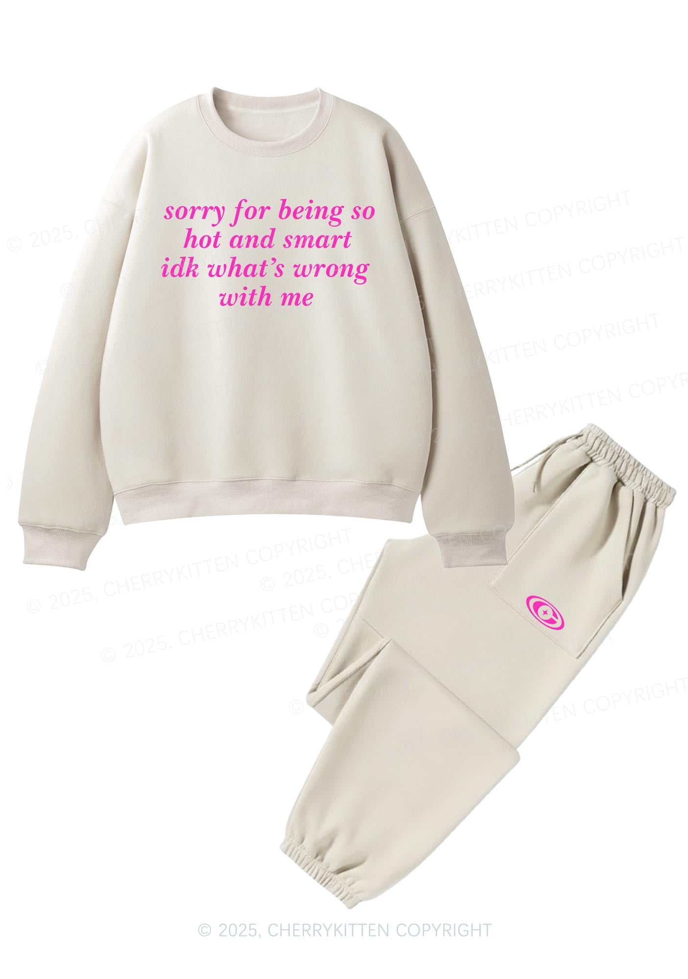 Sorry For Being So Smart Y2K Fleece Sweatshirts Set Cherrykitten