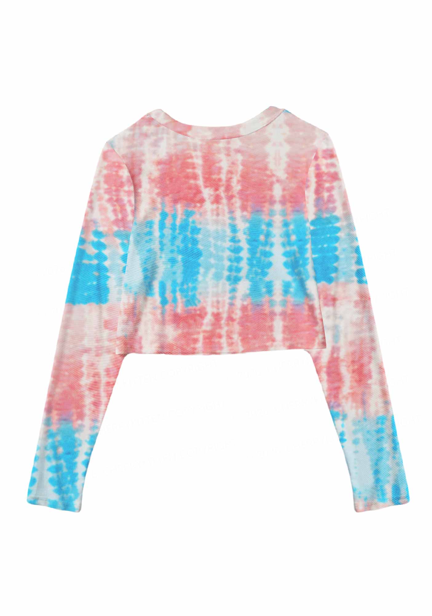 Tie Dye Trans Pride Y2K Mesh Long Sleeve Crop Top Cherrykitten