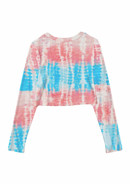 Tie Dye Trans Pride Y2K Mesh Long Sleeve Crop Top Cherrykitten