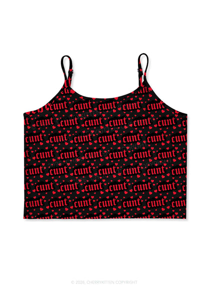 Red Hearts Cxxt Valentine's Day Y2K Print Cami Crop Top Cherrykitten