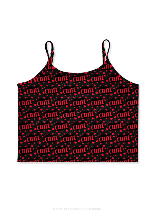 Red Hearts Cxxt Valentine's Day Y2K Print Cami Crop Top Cherrykitten