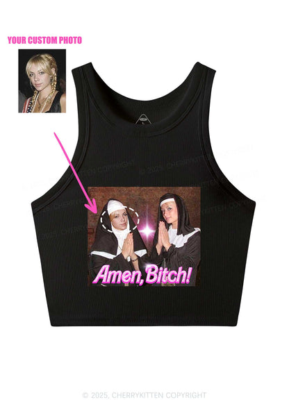 Custom Amen Bxtch Y2K Crop Tank Top Cherrykitten