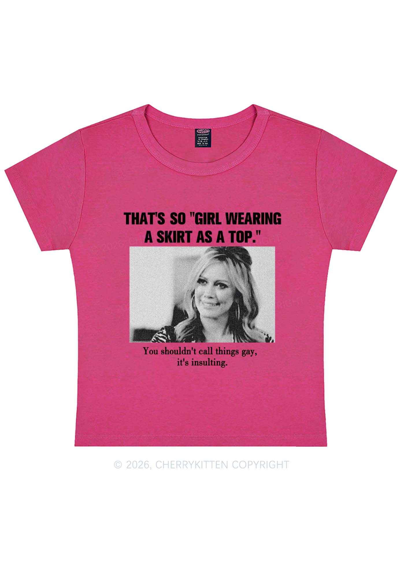 Girl Wearing A Skirt As A Top Y2K Baby Tee Cherrykitten