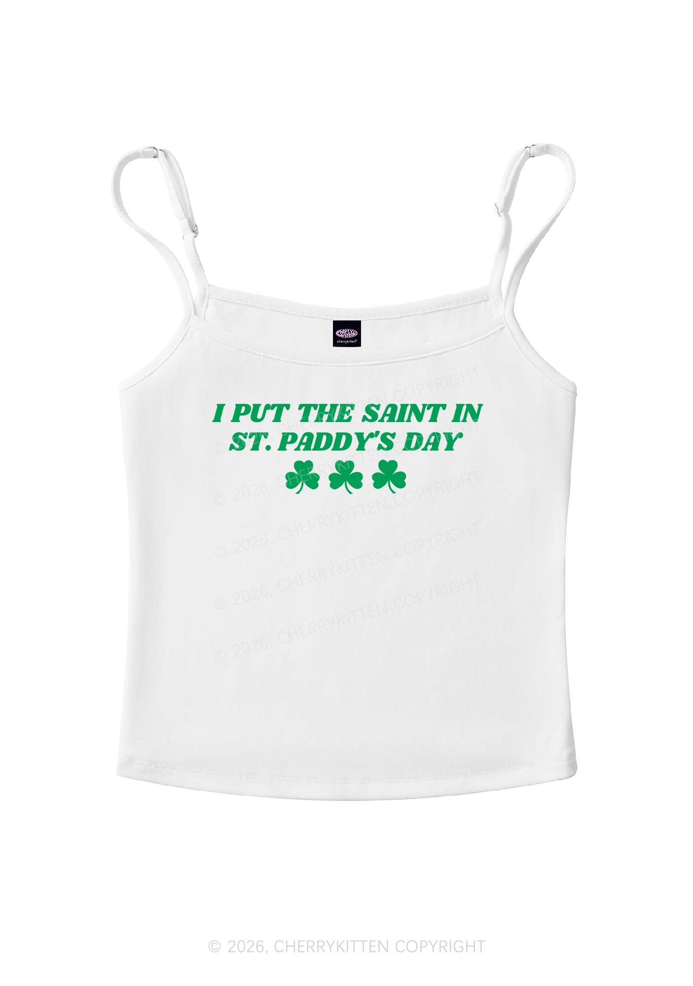I Put The Saint In St Patricks Y2K Spaghetti Strap Cami Cherrykitten