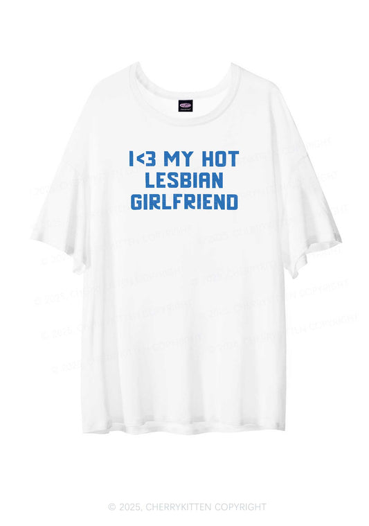 My Hot Lesbian GF Pride Y2K Sheer Boyfriend Tee Cherrykitten