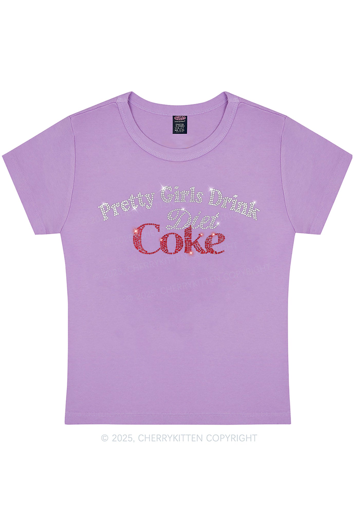 Curvy Rhinestone Pretty Girls Drink Diet Coke Y2K Baby Tee Cherrykitten