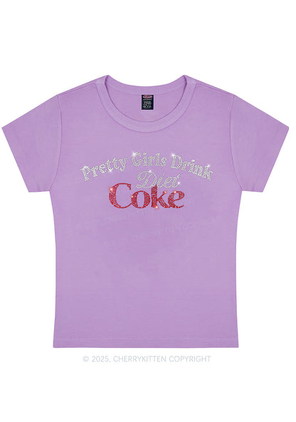 Curvy Rhinestone Pretty Girls Drink Diet Coke Y2K Baby Tee Cherrykitten