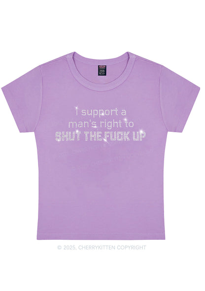 Rhinestone I Support A Mans Right Y2K Baby Tee Cherrykitten
