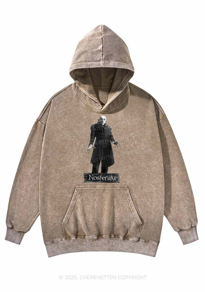 Halloween Male Vampire Y2K Washed Hoodie Cherrykitten