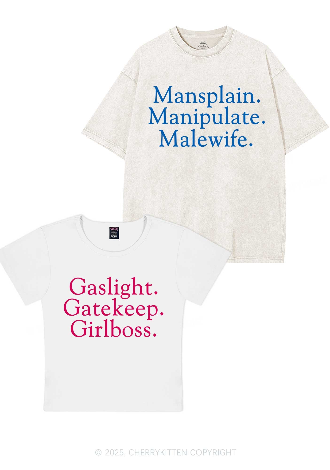 Girlboss Malewife Valentine's Day Y2K Valentine's Day Couple Shirt Cherrykitten