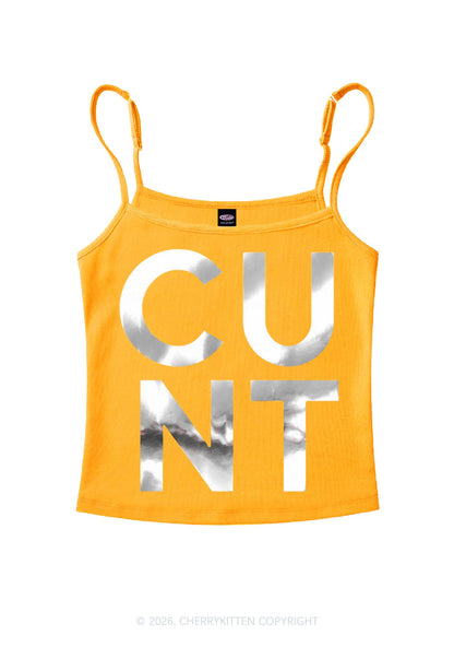 Cxxt Silver Foil Printed Y2K Spaghetti Strap Cami Cherrykitten