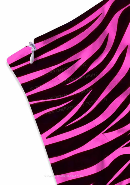 Pink Zebra Y2K Print Mini Skirt Cherrykitten